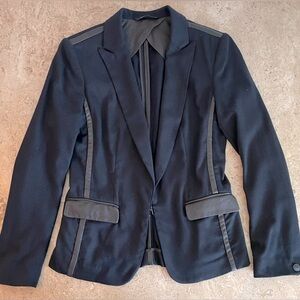 RAG & BONE Leather Trimmed Blazer w/ Hook and Eye Closure